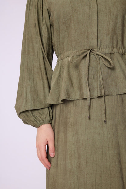 Gathered Waist Belted Skirt Set