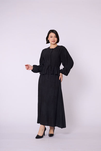 Gathered Waist Belted Skirt Set