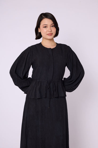 Gathered Waist Belted Skirt Set