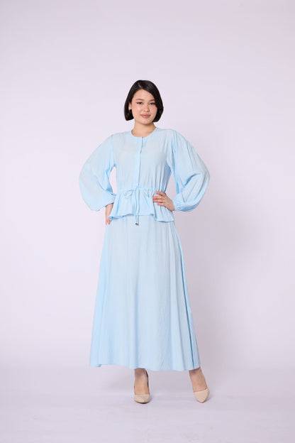 Gathered Waist Belted Skirt Set