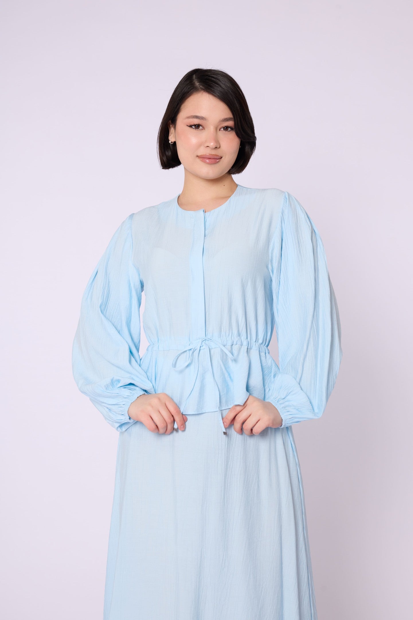 Gathered Waist Belted Skirt Set