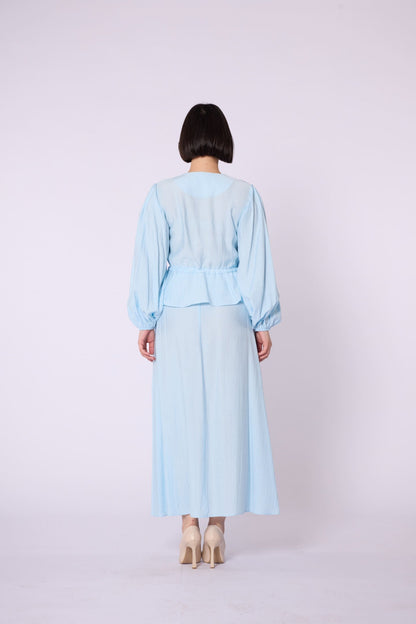 Gathered Waist Belted Skirt Set