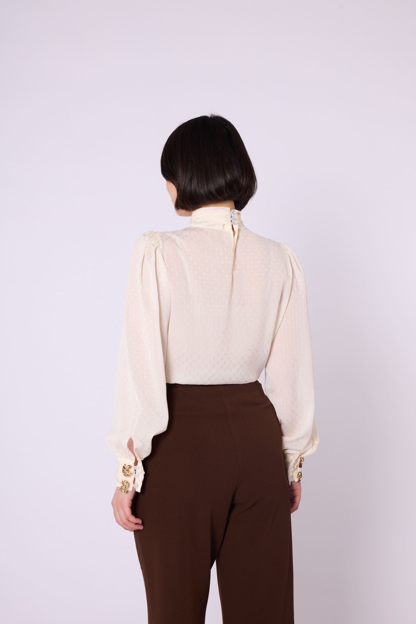 Patterned Scarf Detail Chiffon Blouse