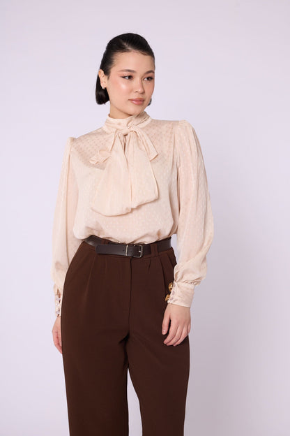Patterned Scarf Detail Chiffon Blouse