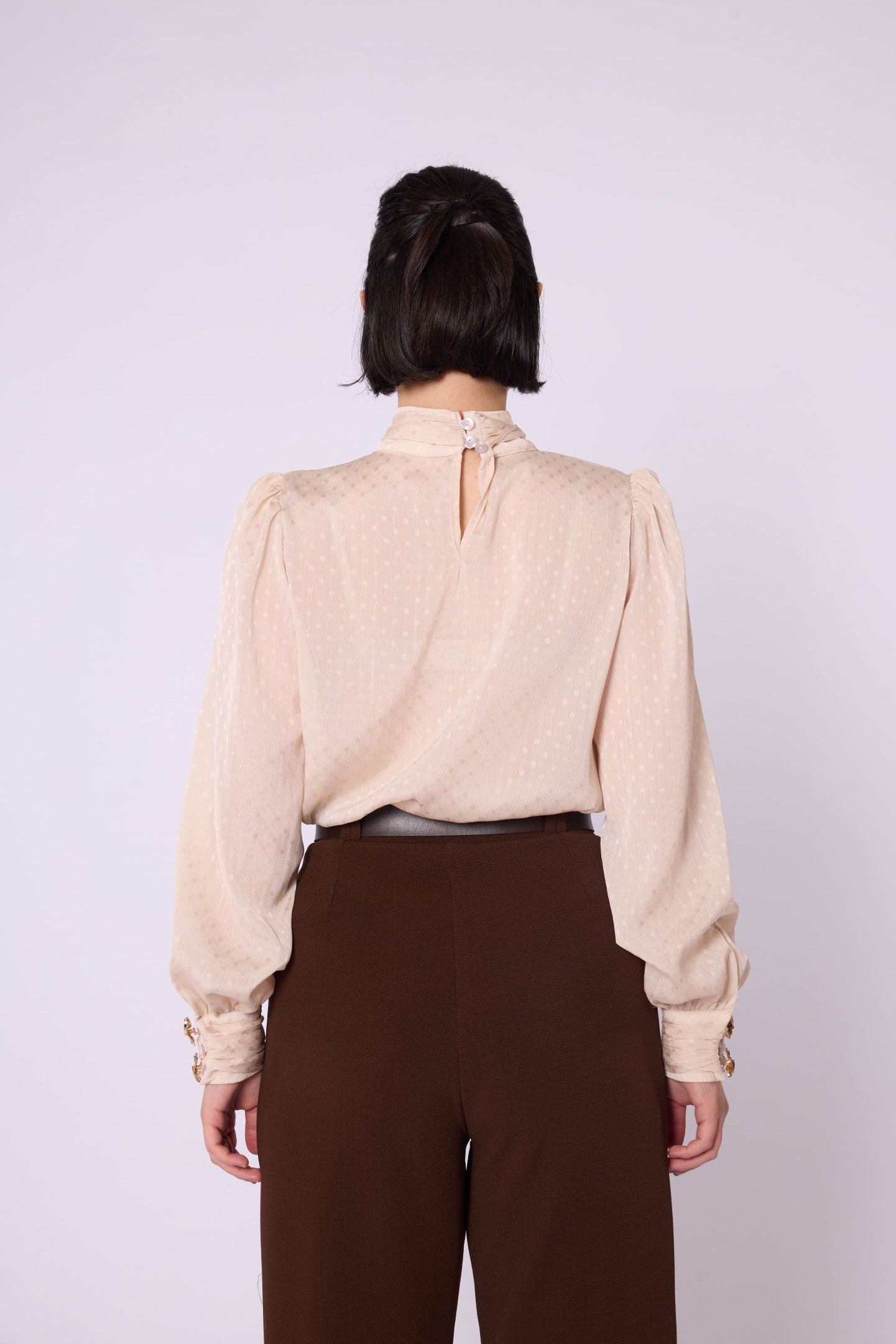 Patterned Scarf Detail Chiffon Blouse
