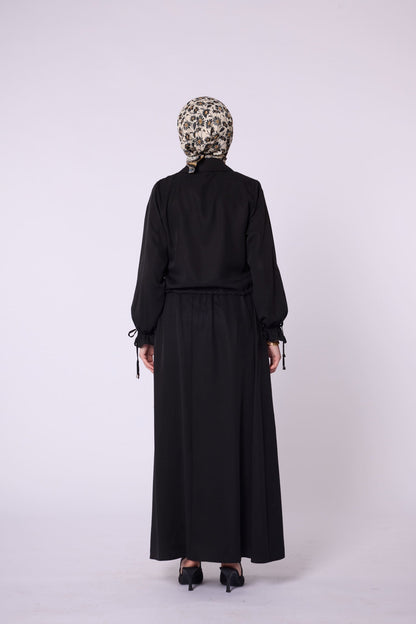 Polo Collar Ruched Detail Zip-Up Set