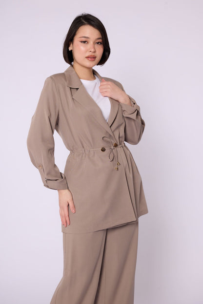 Wide V Neck Long Pants Two Piece Set
