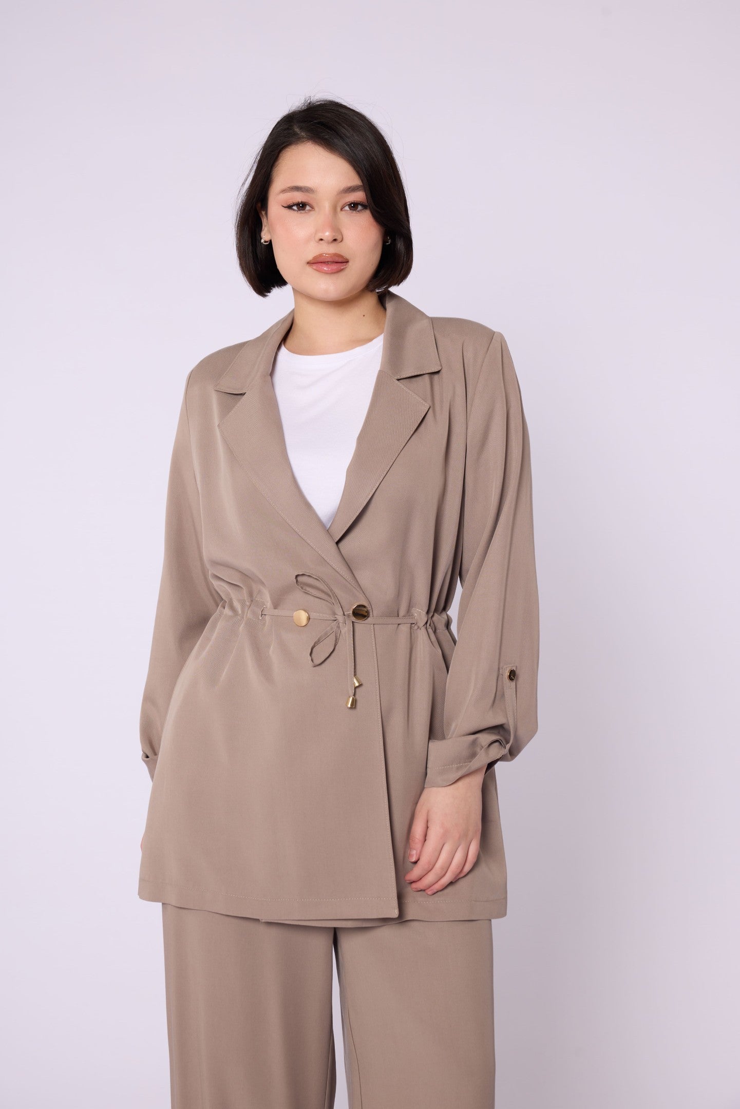 Wide V Neck Long Pants Two Piece Set