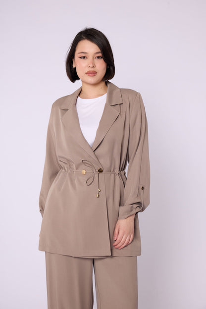 Wide V Neck Long Pants Two Piece Set