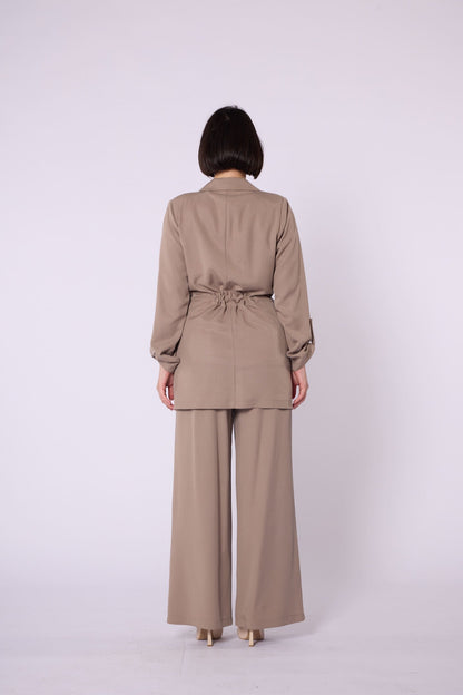 Wide V Neck Long Pants Two Piece Set
