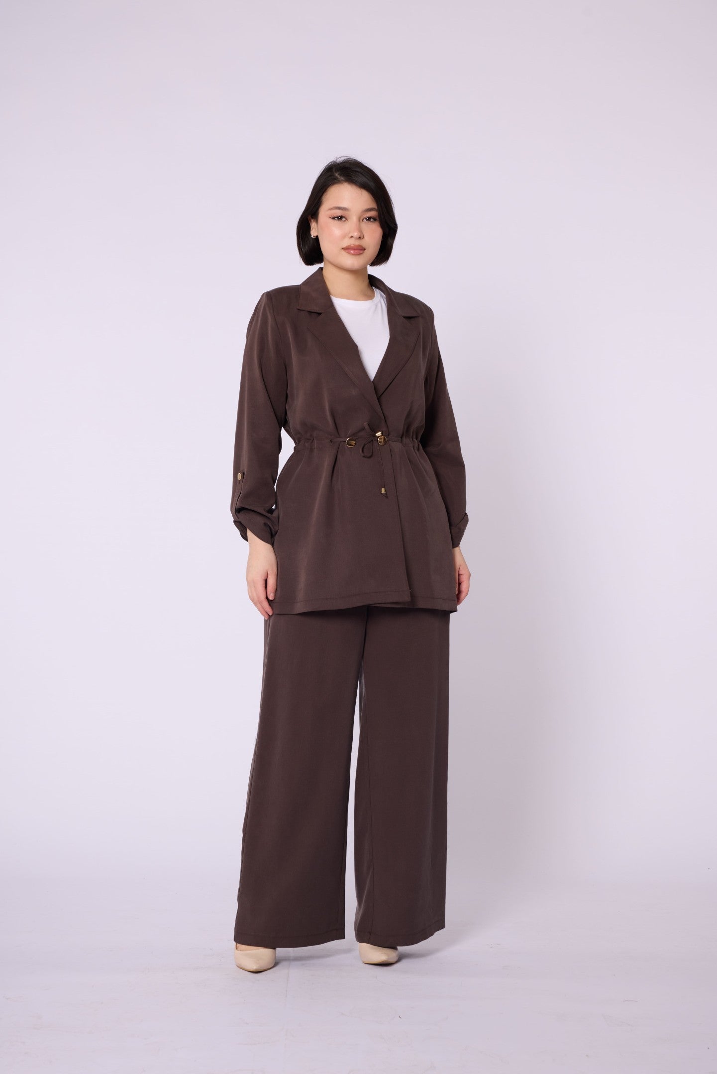 Wide V Neck Long Pants Two Piece Set