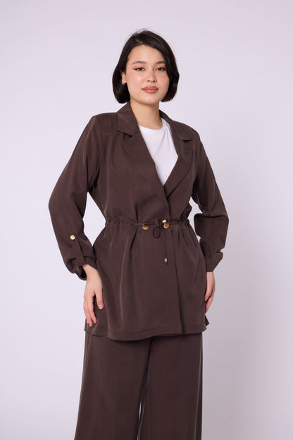 Wide V Neck Long Pants Two Piece Set