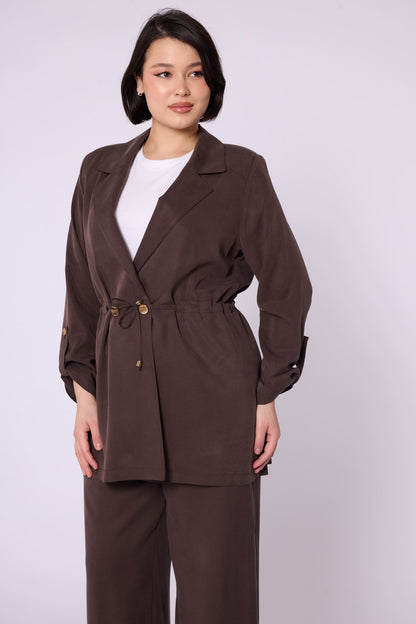 Wide V Neck Long Pants Two Piece Set