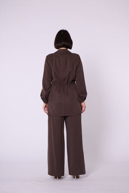 Wide V Neck Long Pants Two Piece Set