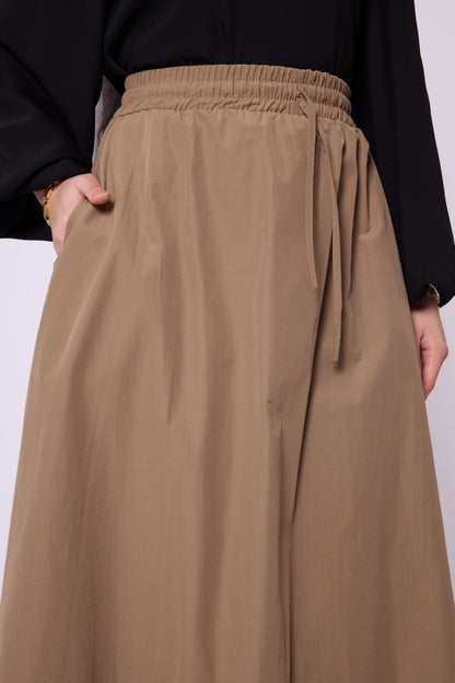 Stitch Detail Elastic Waist Flared Skirt