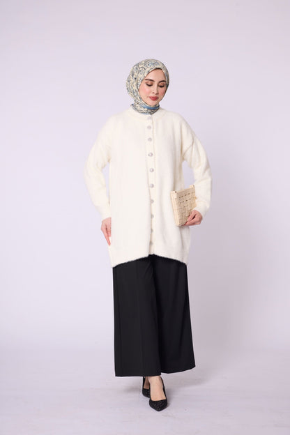 Button Detail Tunic Style Cardigan