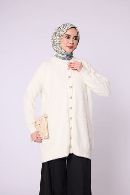 Button Detail Tunic Style Cardigan