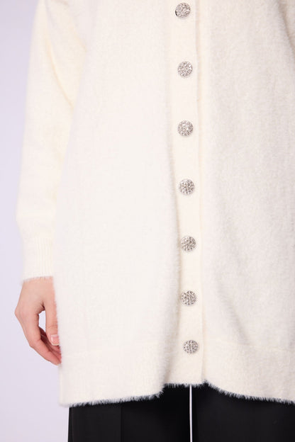 Button Detail Tunic Style Cardigan