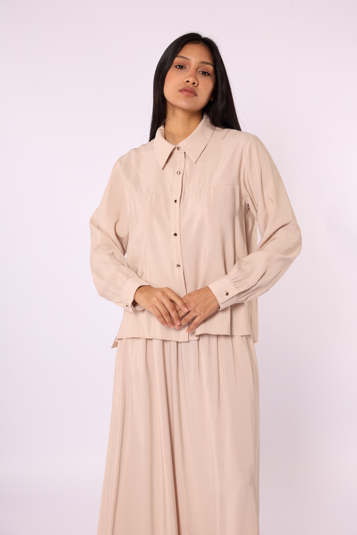 Polo Collar Two Piece Skirt Set With Pocket Detail