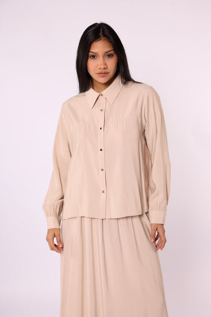 Polo Collar Two Piece Skirt Set With Pocket Detail