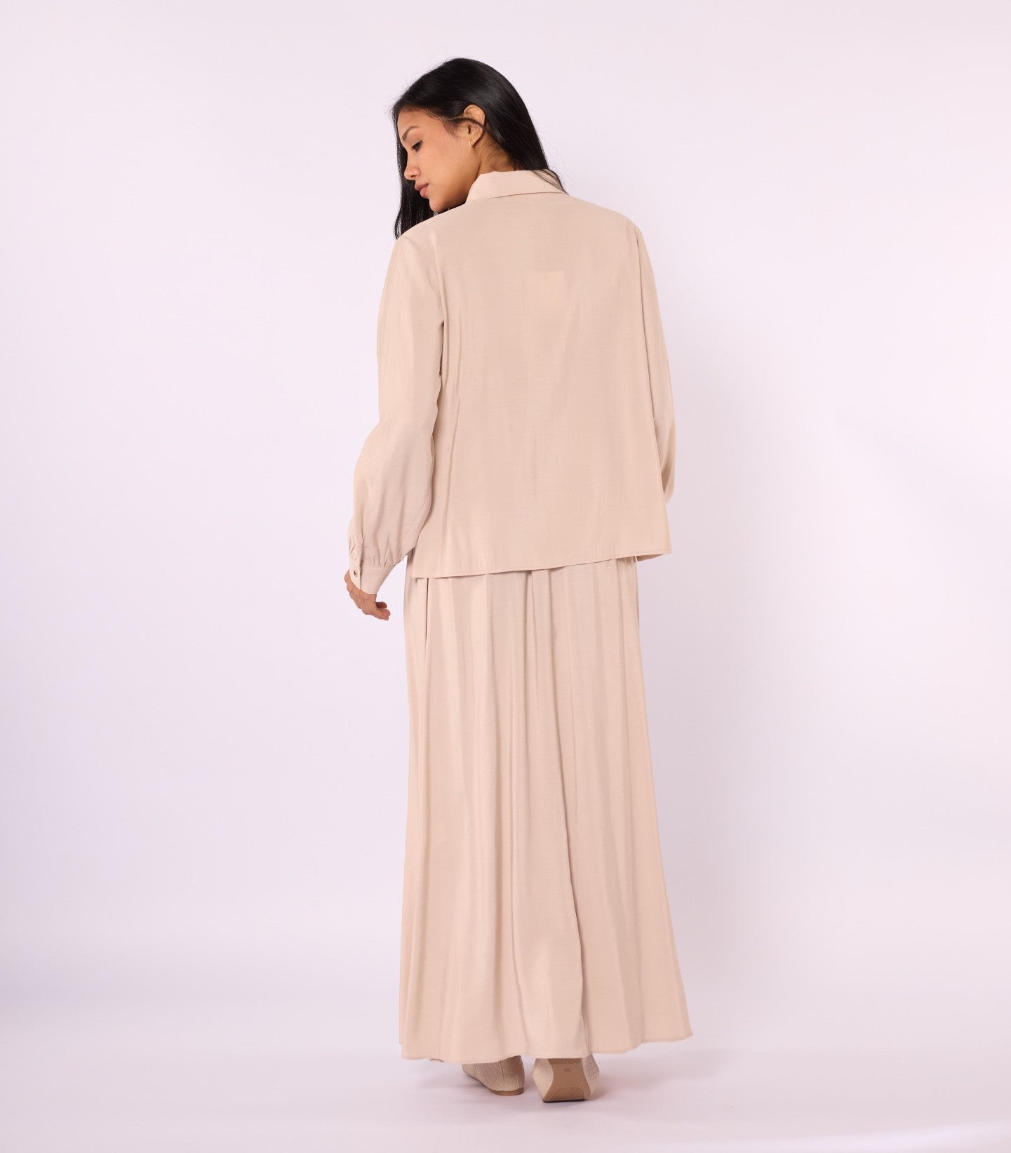 Polo Collar Two Piece Skirt Set With Pocket Detail