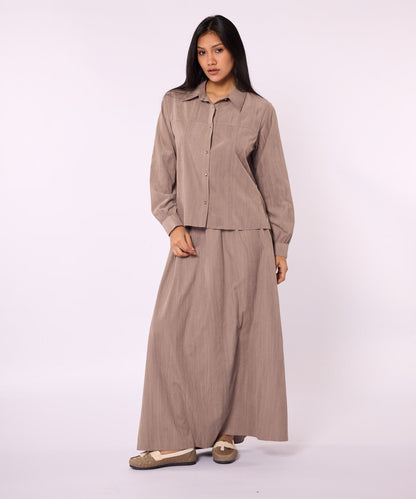 Polo Collar Two Piece Skirt Set With Pocket Detail