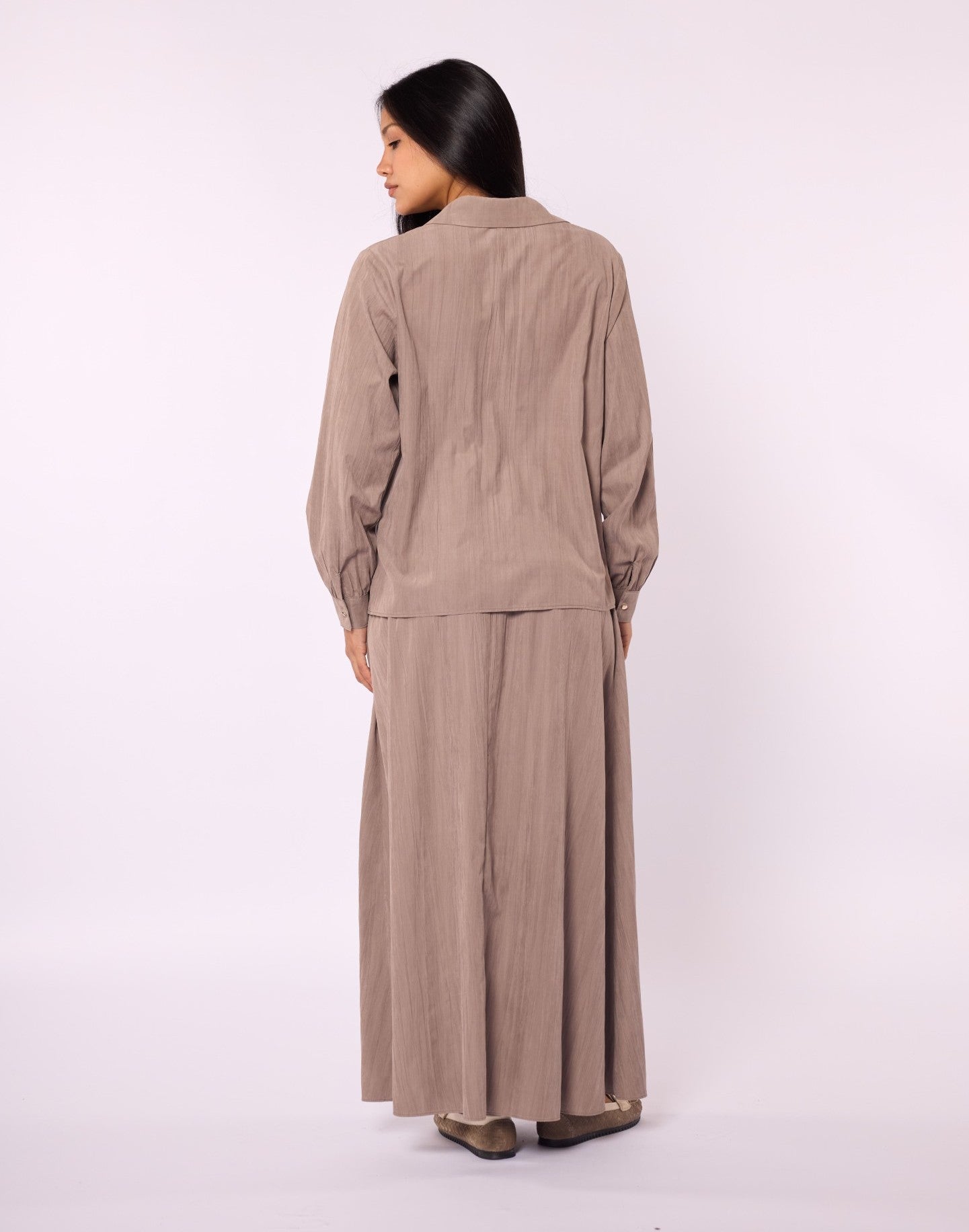 Polo Collar Two Piece Skirt Set With Pocket Detail