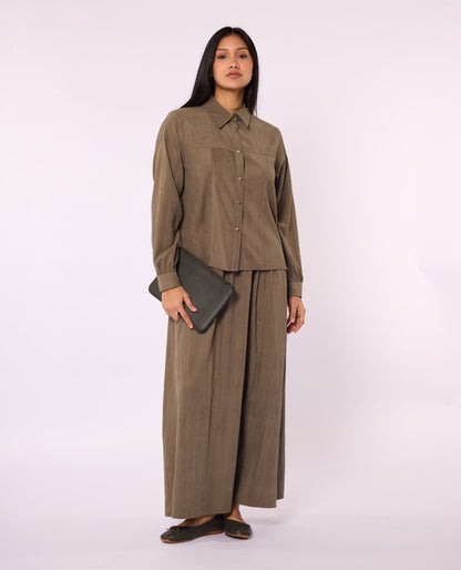 Polo Collar Two Piece Skirt Set With Pocket Detail