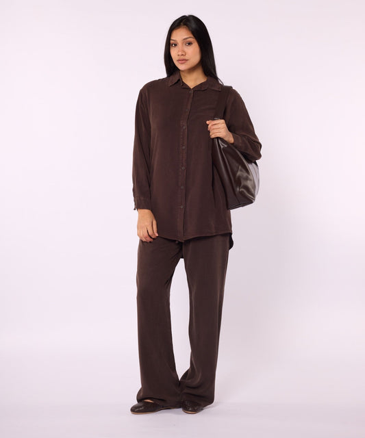 Tencel Fabric Polo Collar Tunic Shirt