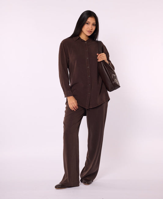 Tencel Fabric Polo Collar Tunic Shirt