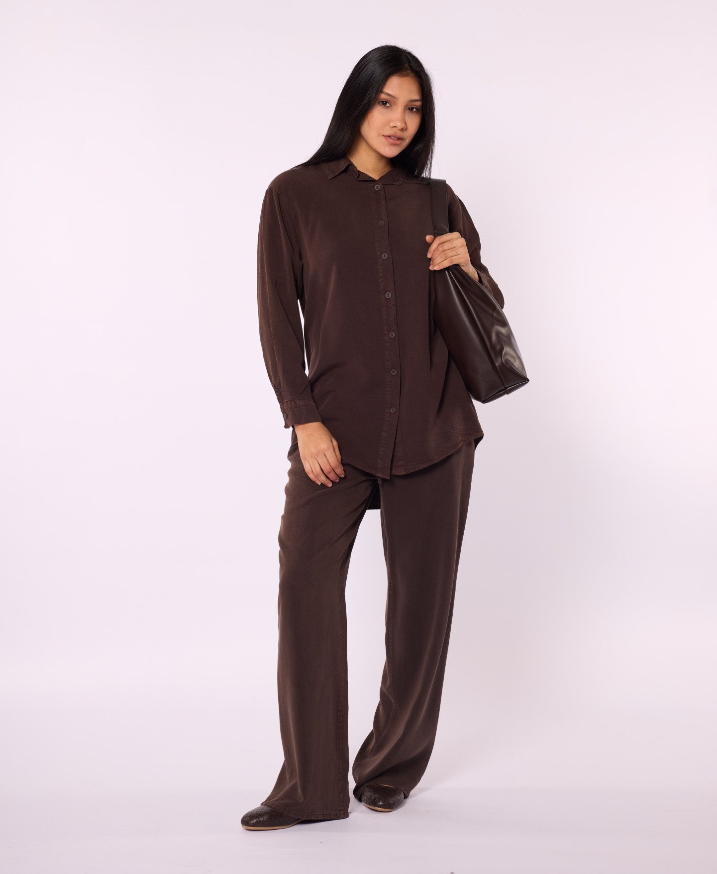 Tencel Fabric Polo Collar Tunic Shirt