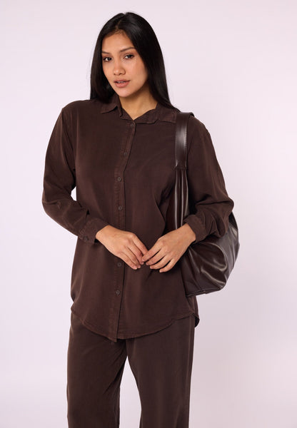 Tencel Fabric Polo Collar Tunic Shirt