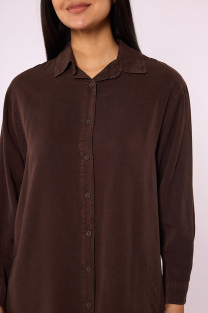 Tencel Fabric Polo Collar Tunic Shirt