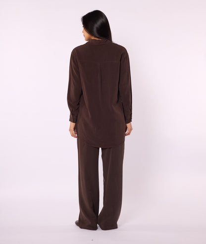 Tencel Fabric Polo Collar Tunic Shirt