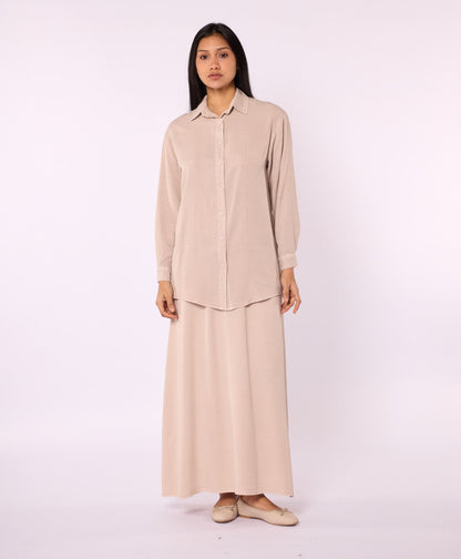 Tencel Fabric Polo Collar Tunic Shirt