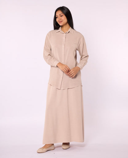 Tencel Fabric Polo Collar Tunic Shirt