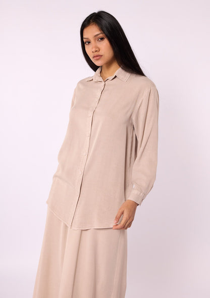 Tencel Fabric Polo Collar Tunic Shirt