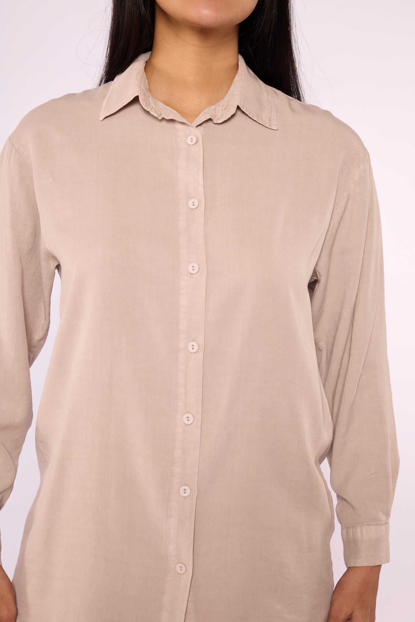 Tencel Fabric Polo Collar Tunic Shirt