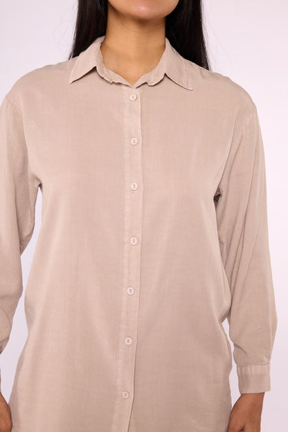 Tencel Fabric Polo Collar Tunic Shirt