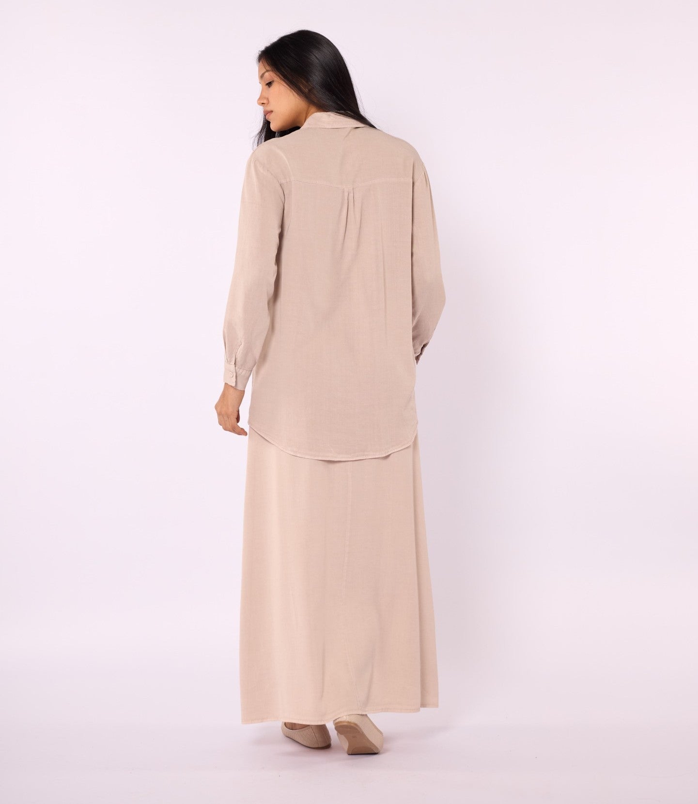 Tencel Fabric Polo Collar Tunic Shirt