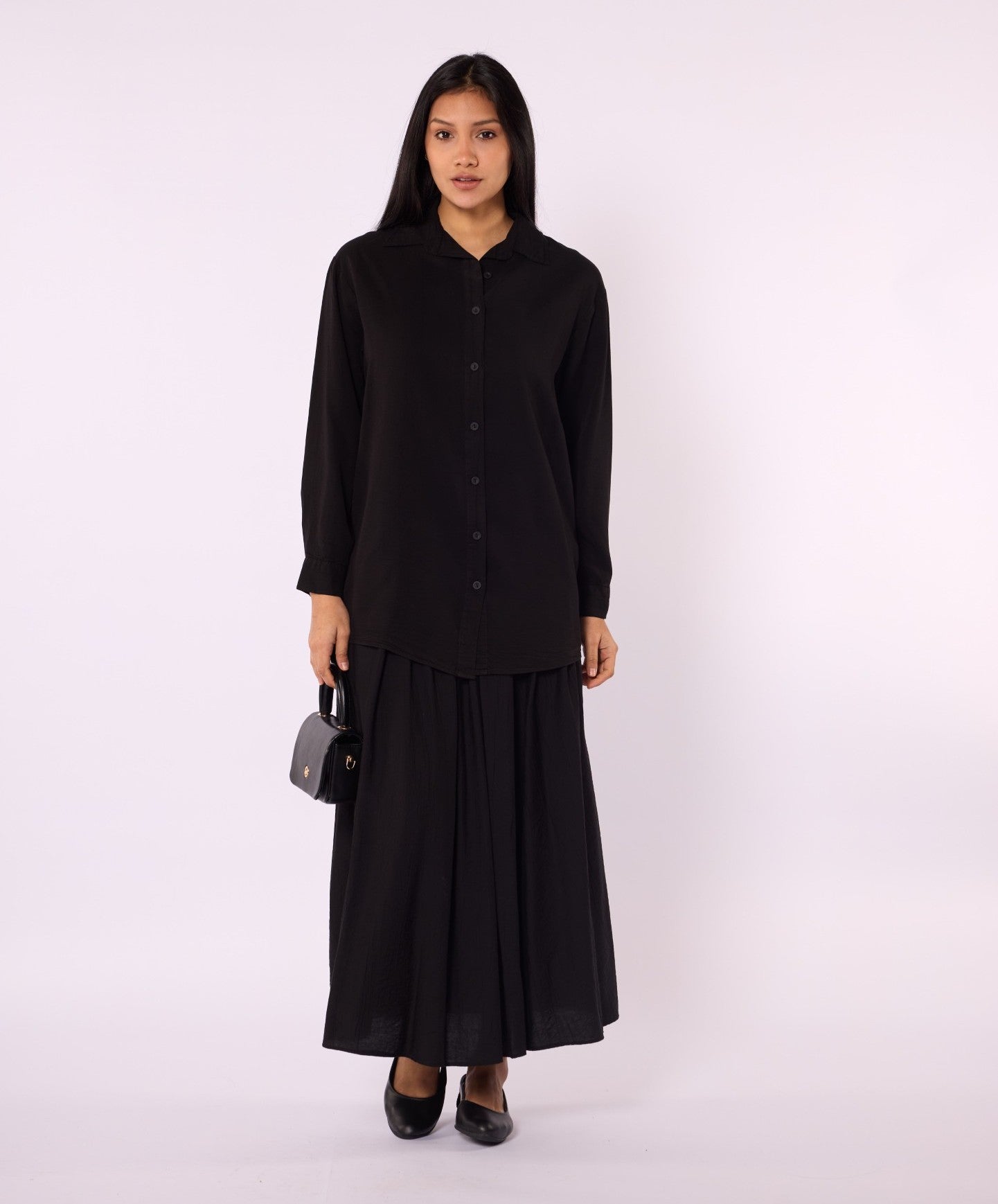Tencel Fabric Polo Collar Tunic Shirt