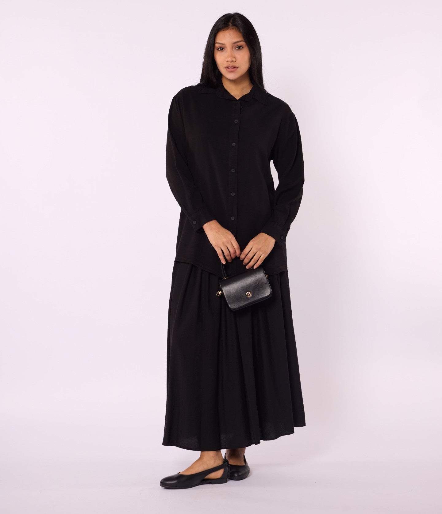 Tencel Fabric Polo Collar Tunic Shirt