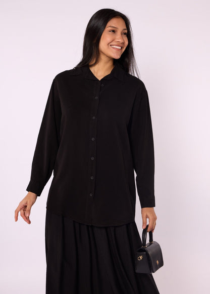 Tencel Fabric Polo Collar Tunic Shirt