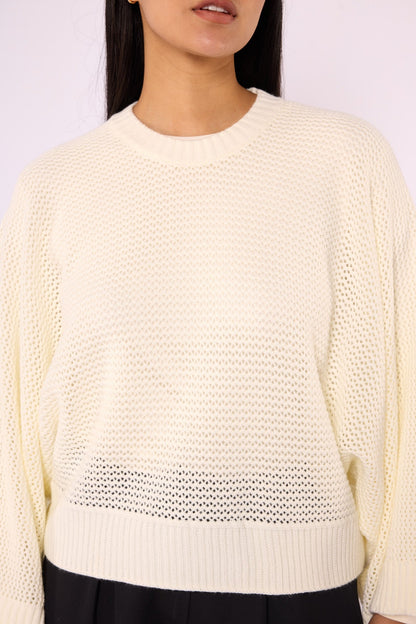 Honeycomb Patterned Batwing Sleeve Knit Blouse