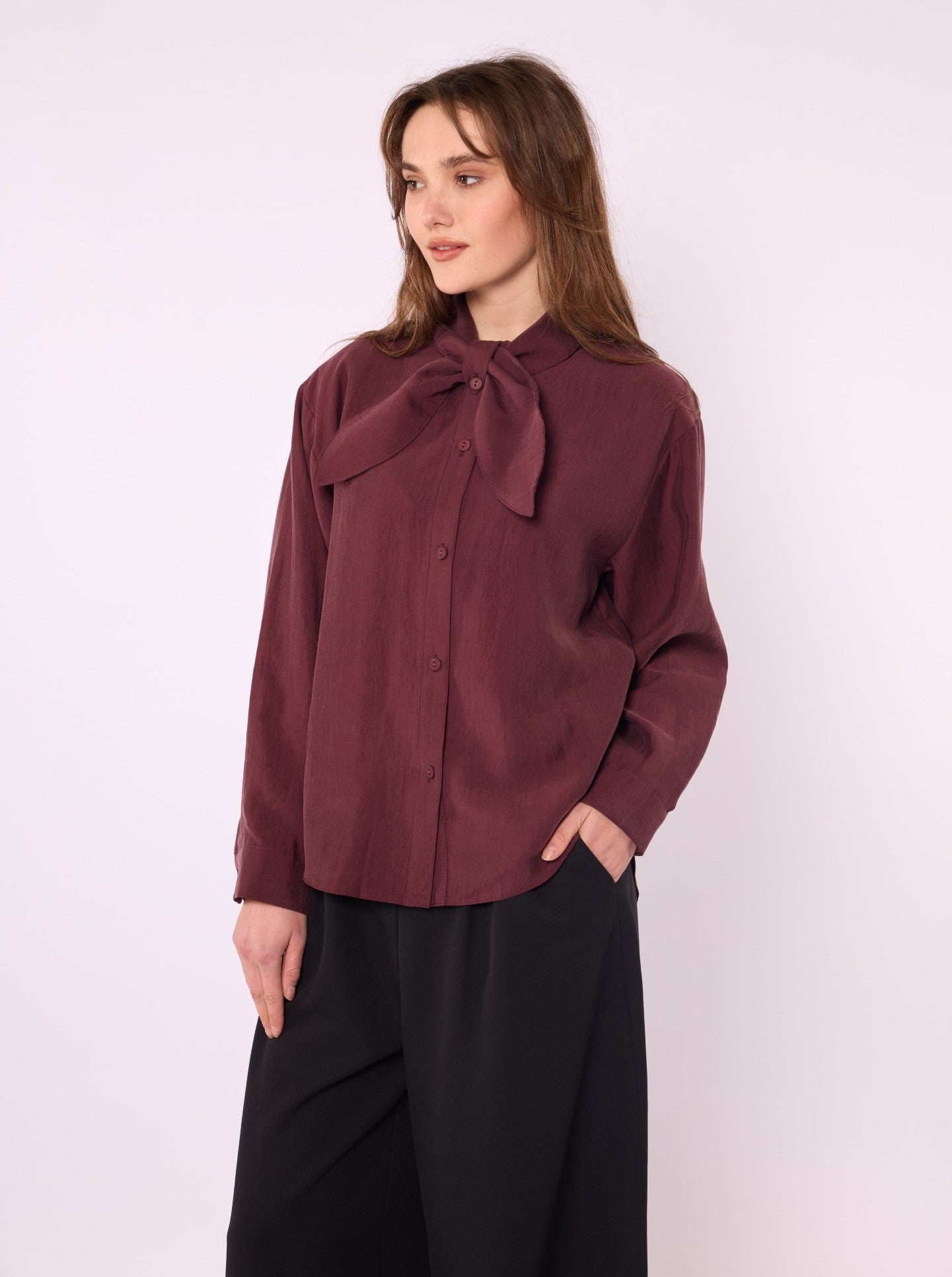 Tencel Shirt with Bow Detail