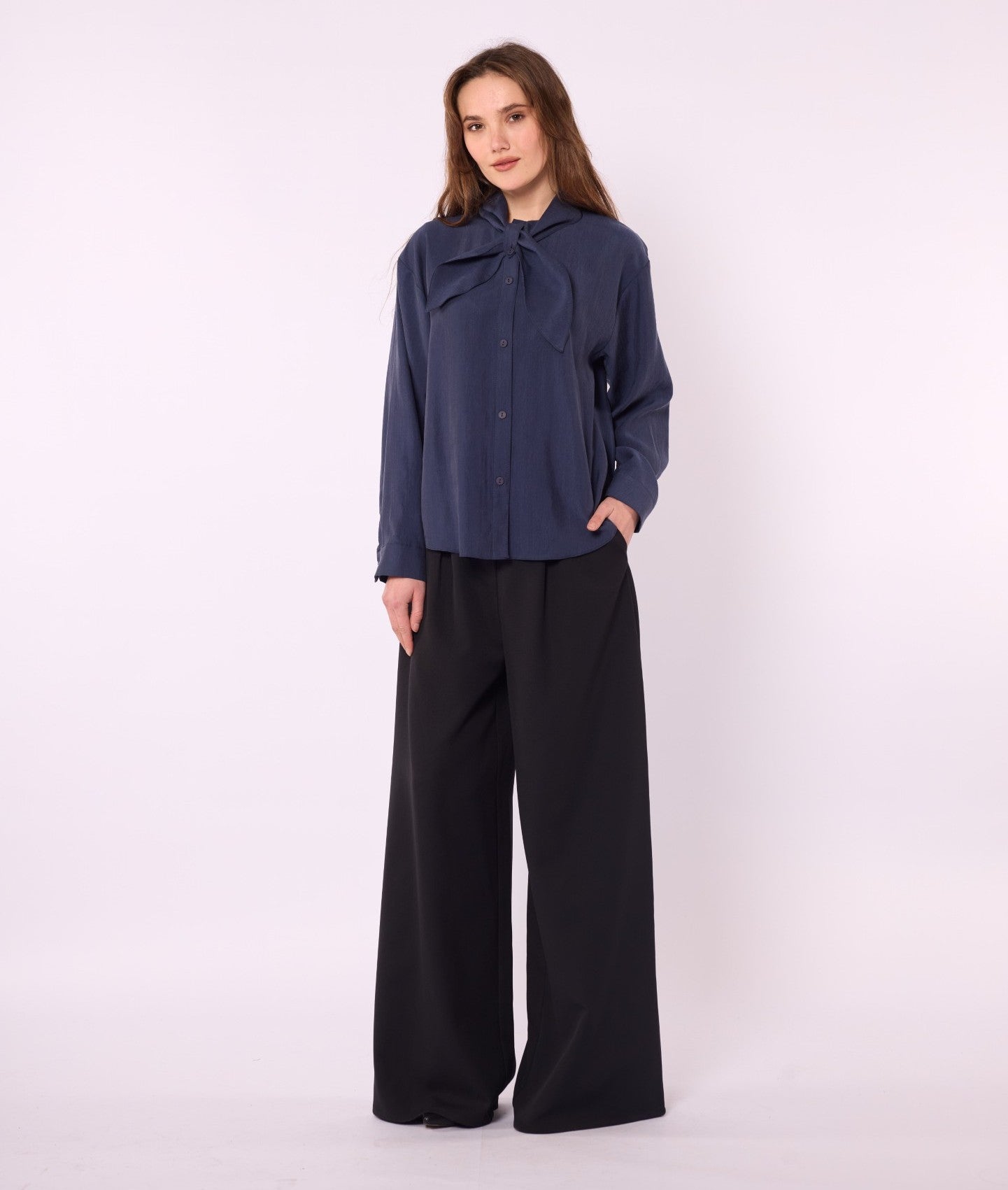 Tencel Shirt with Bow Detail