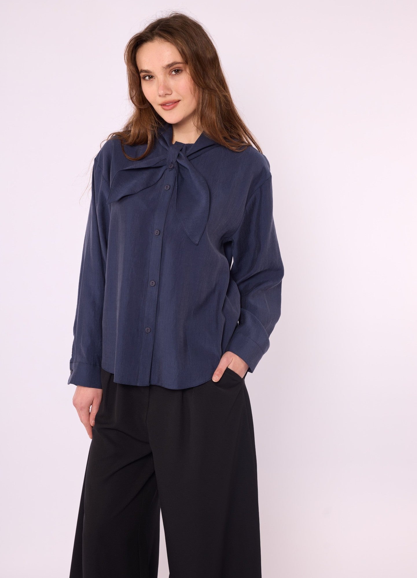 Tencel Shirt with Bow Detail