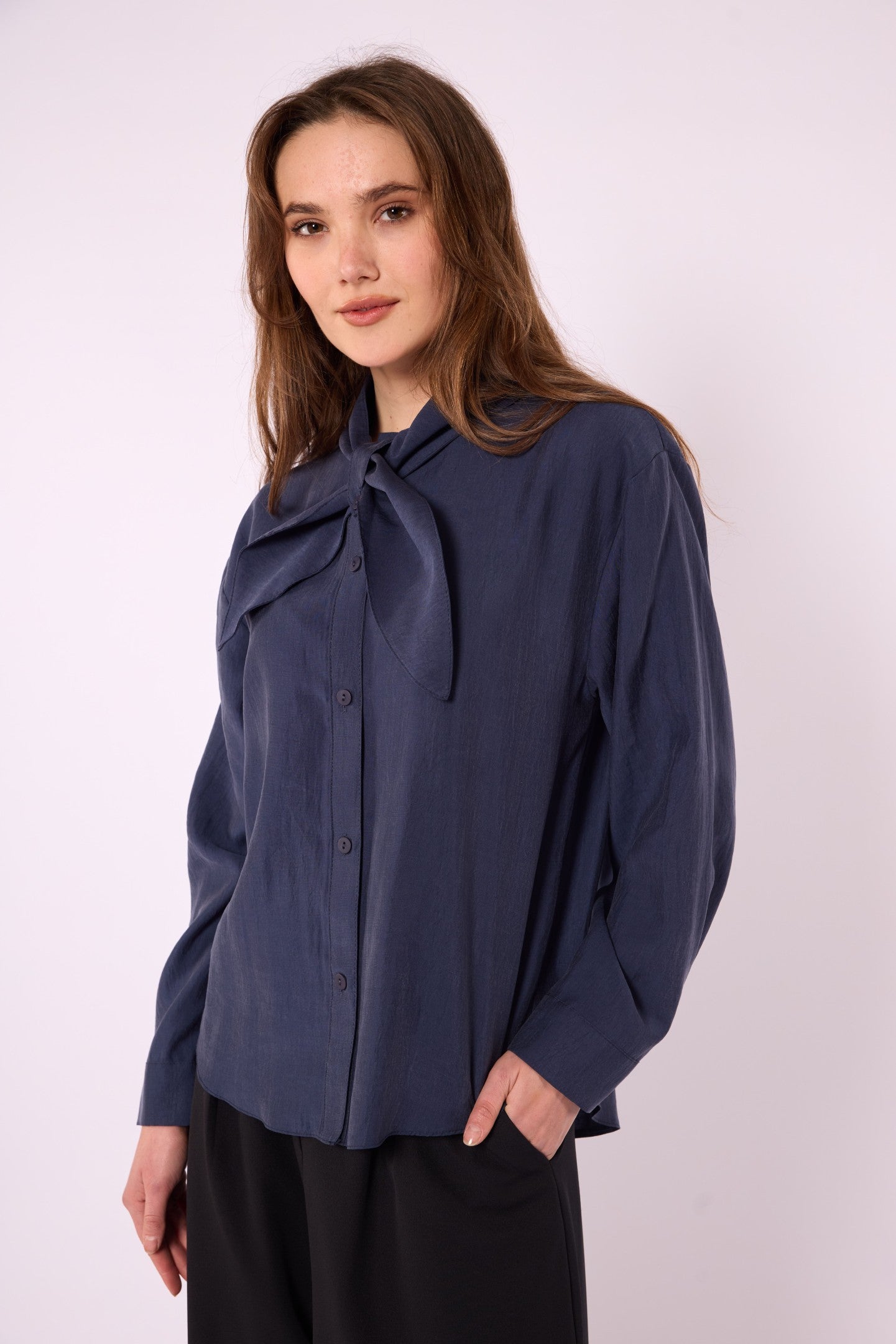 Tencel Shirt with Bow Detail