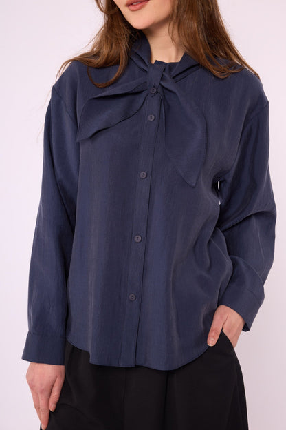Tencel Shirt with Bow Detail
