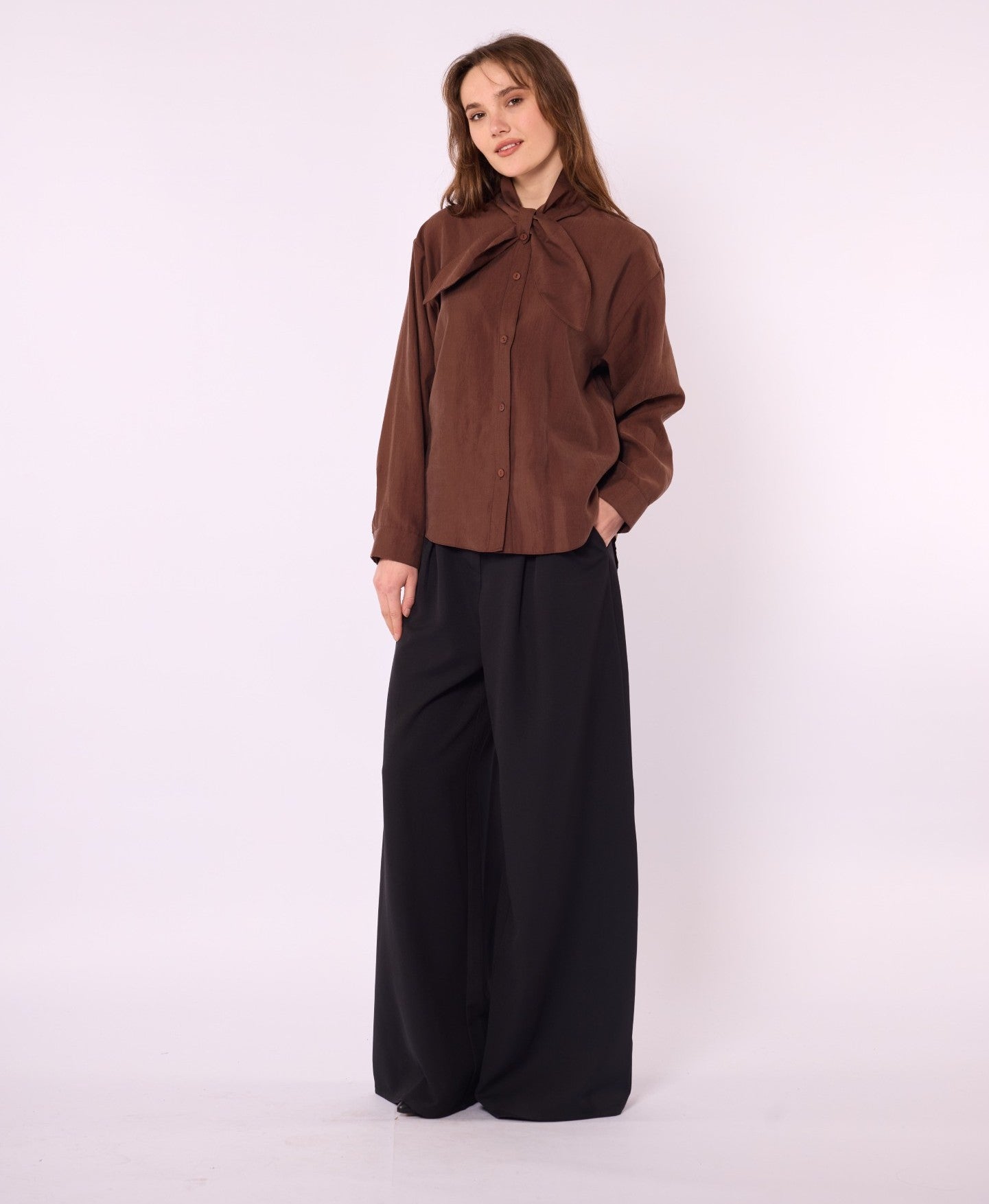 Tencel Shirt with Bow Detail